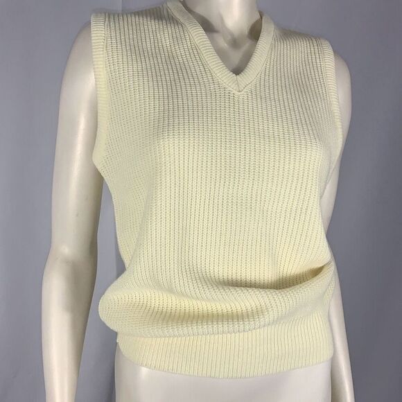 Vintage Pastel Yellow Acrylic Sweater Vest Size Small - Picture 10 of 12